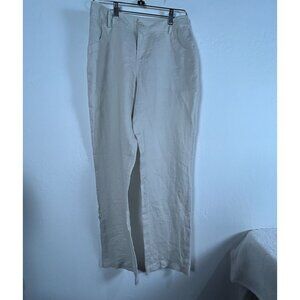 Cynthia Rowley Womens Straight Leg Linen Pants Size 10 Beige Casual Trousers